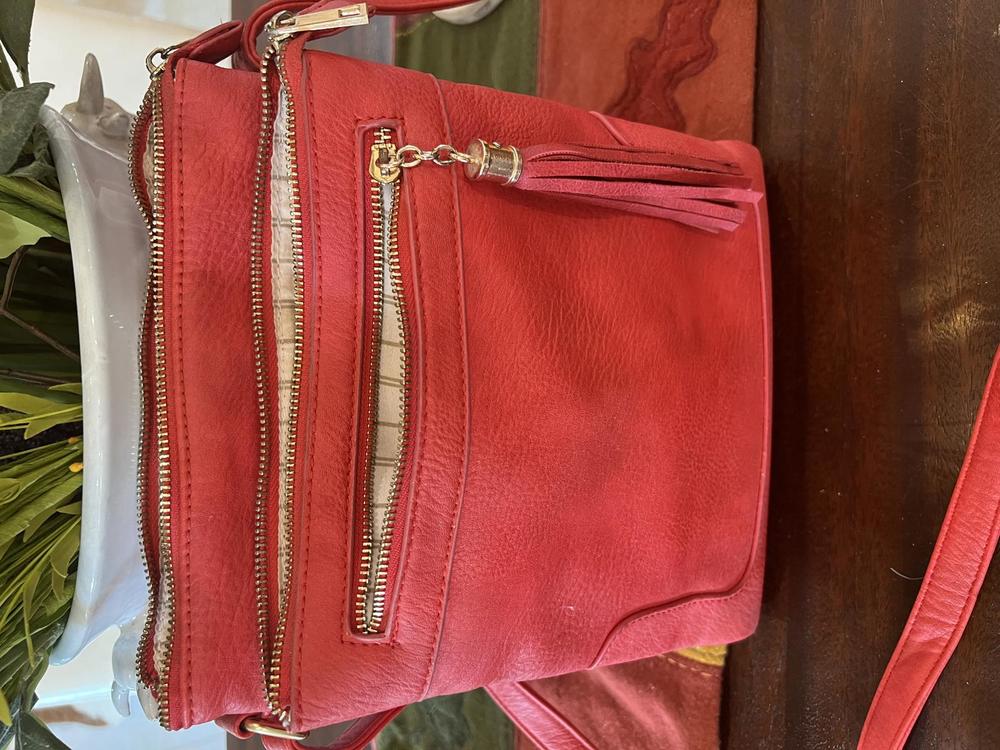 Red "Triple Play" Crossbody bag